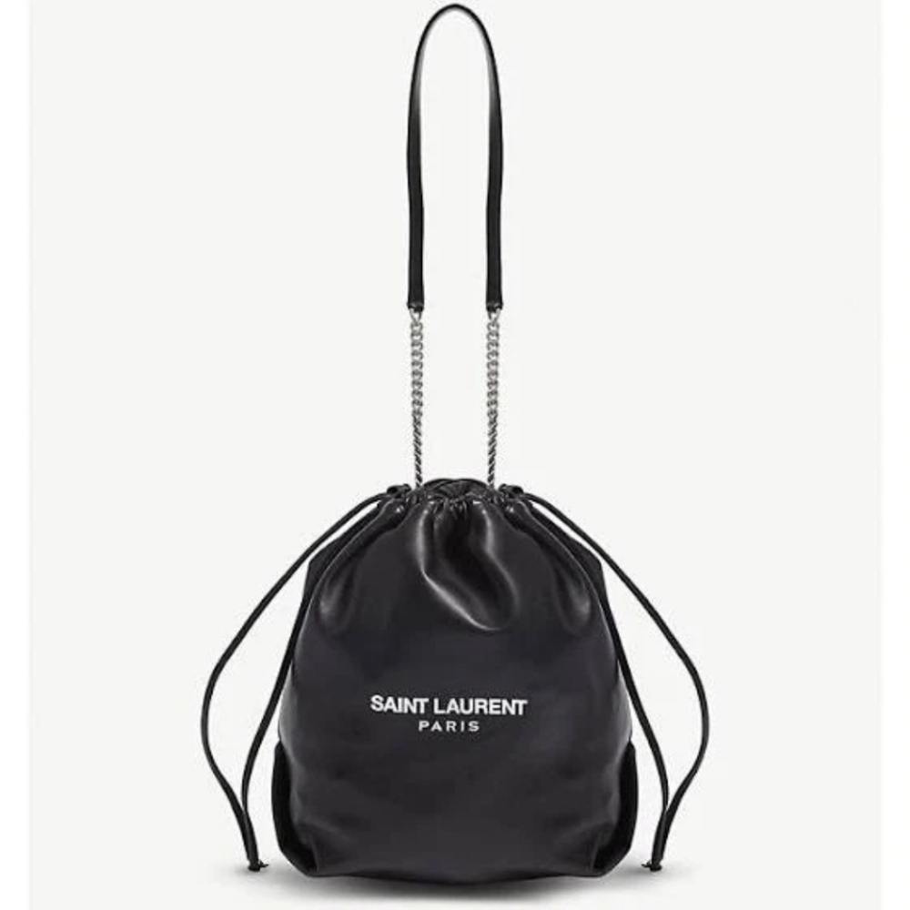 Saint Laurent Black Leather Teddy Bucket Bag